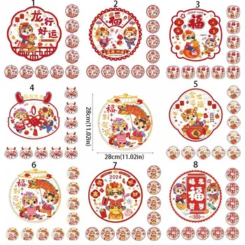 10vnt Langų lipdukai Išskirtinis kinų drakono rašto langų lipdukai Šventiniai statiniai lipdukai pavasario šventės dekoracijoms