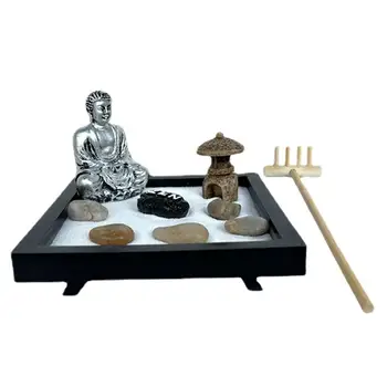Zen stalo sodas kinų darbastalis Zen sodas smėlio sodas stalo dėmesingumo dovanoms Minimalistinis stalas Sodas Smėlio uolos ornamentas Pagrindinis