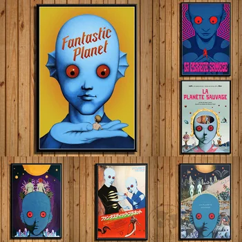 Fantastinės planetos plakatas La Planete Sauvage Mokslinės fantastikos klasikinis filmas Dailė Drobė Tapyba Senoviniai paveikslėliai Atspaudai Sieninis kambarys Namų dekoras