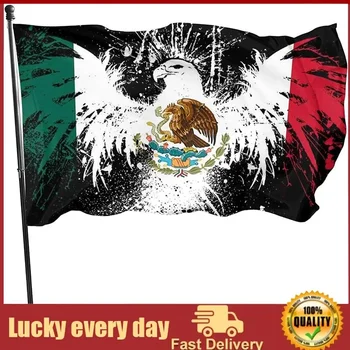 Vėliavos Poliesterio šviesos vėliava su ryškia spalva su dviem metaliniais įvorėmis Patvari spalvota reklamjuostė Meksikos vėliava Erelio formos