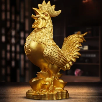 Creative Golden Chicken Decoration Gold Denging Lucky Cock Resin Statue Living Room TV Spintelės figūrėlės Kinų dekoracijos Nauja