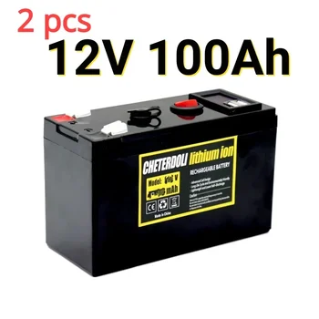 2vnt 12V baterija 100Ah 18650 ličio baterijų paketas įkraunama baterija saulės energijos elektromobilio baterijai + 12.6v3A įkroviklis