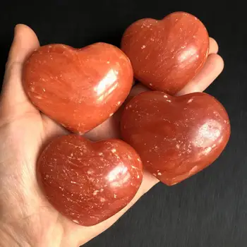 Natūralaus raudonojo dangaus širdies formos krištolo drožyba gydomieji akmenys, energetinis brangakmenis, namų dekoravimas, 5-6cm, 1Pc