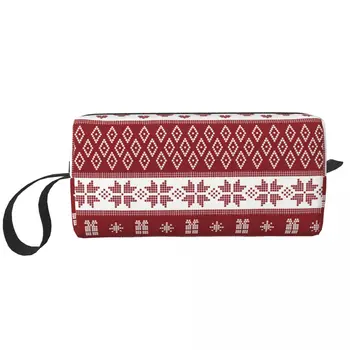 Raudona žiema Šiaurės šalių snaigė Elnias Kalėdų raštas Kosmetikos krepšys moterims Makiažo krepšiai Atostogos Gyvūnai Kelionės Atsparus vandeniui