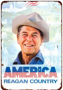 Ronald Reagan Country America Plakato reprodukcija Metalinis ženklas 8 x 12
