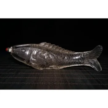 17cm Išskirtinė meno spalva Glazūra Raižyta žuvis Išgalvota karpių statula Snuff Butelis
