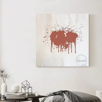 Raudona spalva miršta rankomis tapytas abstraktus prabangus akrilo tapybos plakatas Meno kūrinys Didelio dydžio sieninis paveikslas viešbučio dekoravimui