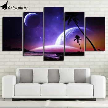 HD Printed 5 Piece Canvas Art Fantasy Galaxy Worlds Wall Pictures for Living Room Free Shipping Room Wall Pictures ny-7441C