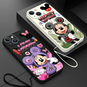 Disney Mickey Minnie telefono dėklas, skirtas Redmi Note 12S 11S 7 10T 9 10 Pro 5G 10 9T 12 9S 8 11 Pro Square Liquid Cover silikonas