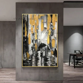 Šiuolaikinis didelis abstraktus sienų menas Ranka tapytas oversize tapyba ant drobės panoraminis platus biuro svetainės dekoravimas