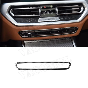 Anglies pluošto salono apdaila Automobilio garso grotuvas CD skydelio mygtukai Dekoratyvinio rėmo dangtelio lipdukai BMW G20 G28 2019 2020