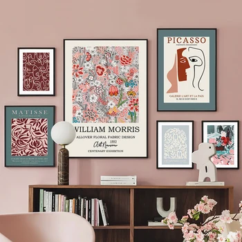 William Morris Henri Matisse Picasso Line gėlių plakatai ir atspaudai Sienų meno drobės tapyba svetainei Dekoratyviniai paveikslėliai