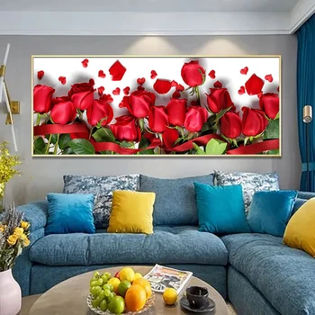 Paprasta abstrakti žydinti raudona gėlė Abstrakti sienų meno tapyba Prieangio kambario freskos Plakatas Sienos paveikslas Namų dekoravimas