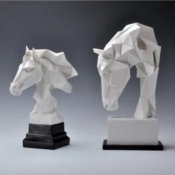 [HHT] Geometrija Arklio galvos statulos Gyvūnai Menas Skulptūra Derva Amatų namų dekoravimas Amatų kambarys Kūrybinės kalėdinės dovanos