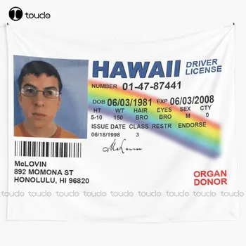 Superbad Fake Id License Mclovin Funny Jonah Hill Movie Comedy Hawaii Michael Cera Tapestry Printed Tapestry Hanging Wall