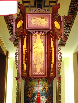 Yunlang kinų stiliaus medžio masyvo žibintas klasikinis avikailio žibintas medinis rūmų žibintas arbatos namelis