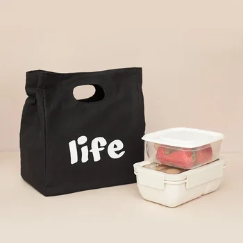 Paprasta drobės izoliacija Pietų krepšiai Studentai Nešiojamas Bento maišelis Didelės talpos vaikai Lauko piknikas Maisto saugykla Rankinė
