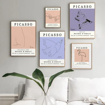Pablo Picasso Abstrakčios linijos piešimas Drobė Tapyba Sienų menas Gyvūnai Paveikslėlių plakatai ir spaudiniai Namų dekoravimas Svetainei