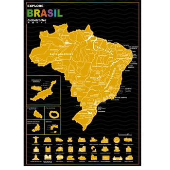 Explore Brasil Scratch Off Map For Traveler Gift Home Decoration Sienų tapyba 42 x 29.5