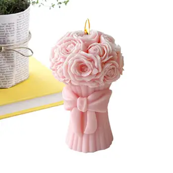 3D gėlių puokštė Puokštė 3D rožių puokštė Žvakių formos Silikoninės formos Derva vestuvėms Suvenyrai Valentino dienos dovanos Namų dekoras