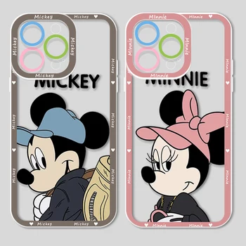 Cartoon Mickey Minnie Mouse iPhone dėklas, skirtas Apple 14 13 12 11 Mini XS XR X Pro MAX Plus SE Angel Eyes skaidrus dangtelis