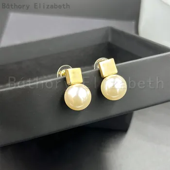 Báthory Elizabeth Vintage Fashion Designer Gold Brand Pearl Earring Luxury Jewelry Woman Aukštos kokybės gimtadienio vakarėlio dovana
