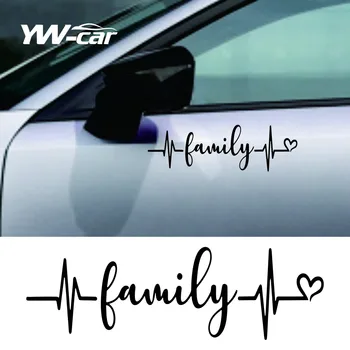 Family Heartbeat Die-Cut Vinyl Decal Automobilio lipdukas Vandeniui atsparūs automatiniai dekorai ant automobilio kėbulo buferio galinio lango nešiojamojo kompiuterio
