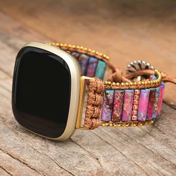Dirželis, skirtas Fitbit Versa 2 3 Sense Lite Band Natural Emperor Stone Beads Apyrankė Laikrodžio juosta