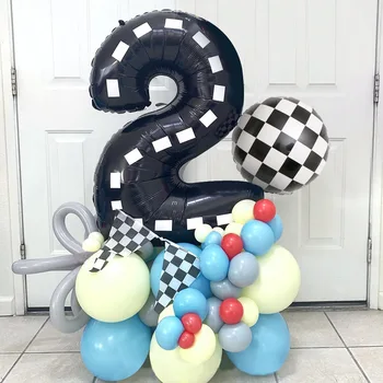 Black White Racing Party Dekoro balionai 32inch Number Baloons Racing Helium Ballons Racing 2nd 3Th Birthday Party Supplies