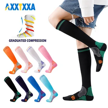 AXXTXXA 1 pora sportinių kompresinių kojinių vyrai,20-30 mmhg bėgti slaugytojo kojinės edemai diabetinės varikozinės venos