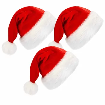 Pliušinės kalėdinės skrybėlės kalėdinės dekoracijos Suaugę vaikai Big Ball Christmas Hat decoración hogar Party Decor товары для дома