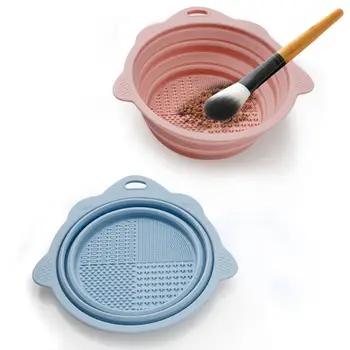 Tool Powder Puff Cleaning Cosmetic Brush Cleaning Mat Folding Cleaning Bowl Makeup Brush Cleaner Scruber Board