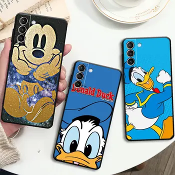 Disney Donald Duck Mickey telefono dėklas, skirtas Samsung Galaxy Note 20 5G S23 Ultra S10 4G S21 FE S10e S22 Plus silikono juodos spalvos dangtelis