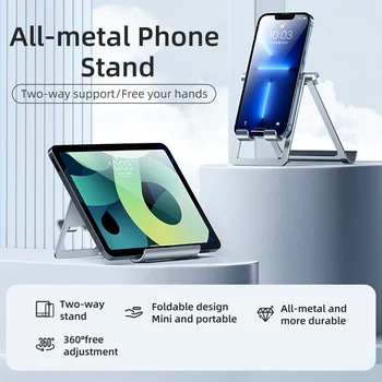 ROCK Mini metaliniai staliniai kompiuteriai Planšetinių kompiuterių laikiklis Samsung Xiaomi Huawei iPad iPhone Reguliuojamas sulankstomas dvipusis laikiklis Telefono laikiklis
