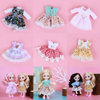 16-18cm Bjd lėlių drabužiai Gėlių sijono kostiumas gali pasipuošti 1/12 madingų lėlių drabužių sijono kostiumas Geriausios dovanos vaikams Mergaičių žaislai