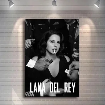 Juoda ir balta Lana Del Rey Vintažiniai estetinio dekoro plakatai Garsus dainininkas Drobės meno atspaudai Grožis Rūkanti mergina Sienų tapyba