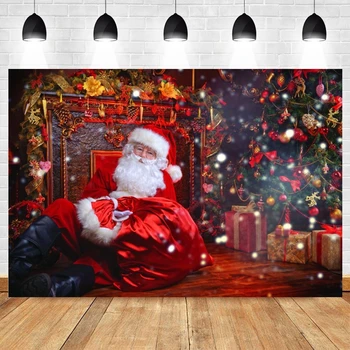 Linksmų Kalėdų fonas Žiemos Kalėdų senelis Židinys Židinys Fotografija Fonas Foto studija Fotozonas Fotofono dekoravimas