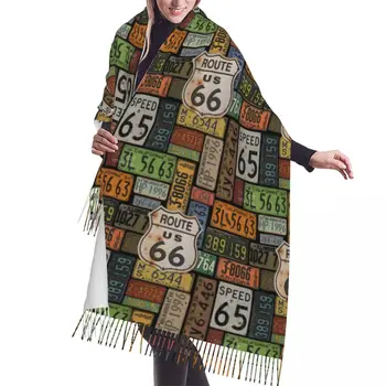 Route 66 Valstybinio numerio ženklo meno puokštė Skara Moterys Minkštas amerikietiškas kelių skara Apvynioti Lady Žiemos mada Universalūs moteriški šalikai