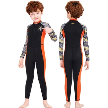 Vaikiški maudymosi kostiumėliai Lycra kostiumas Bėrimo apsaugos 1mm Kostiumas Mergaitės Berniukai Banglenčių drabužiai Vientisi maudymosi kostiumėliai Snorkeling maudymosi kostiumas