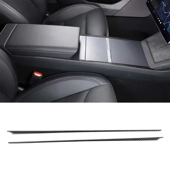 Tesla Model 3 2023 Soft Carbon Fiber Car Center Console Porankių dėžutė Žemyn apdailos lipdukas Automobilių priedai