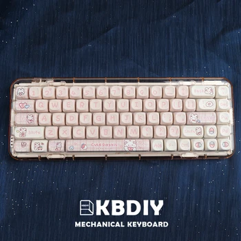 KBDiy 145 Keys/Set MOA Profile Snack Bunny Keycaps mechaninės klaviatūros klavišų dangteliai Pink PBT DYE-SUB Key Cap Custom for GMK61 64
