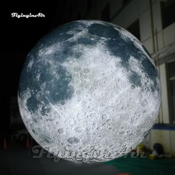 Nuostabi didelė apšviesta pripučiama Mėnulio planetos rutulinė LED sfera su šviesa vakarėlio dekoravimui