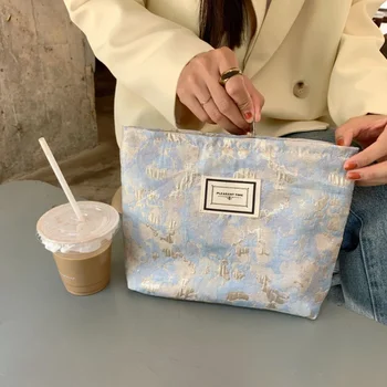 Naujas retro gėlių kosmetikos krepšys Didelės talpos laikymo skalbimo krepšys Korėjietiško stiliaus mergaičių rašiklio dėklas Moteriški makiažo maišeliai