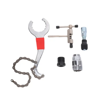 5vnt Dviračių remonto įrankių rinkiniai, grandininio pjaustytuvo laikiklis Smagračio valiklis Švaistiklio traukiklio veržliarakčio įrankis MTB Kelių dviračių remonto komplektai