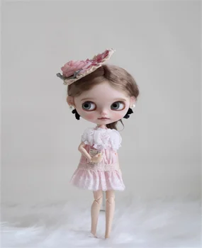 Blythes lėlių drabužiai tinka 1/6 OB24 Naujas rožinis gėlėtas galvos apdangalas + rožinė suknelė sijonas du komplektai naujo rudens nauja Little Fresh mergaitei