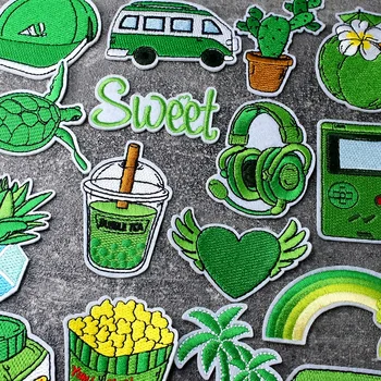 Gėrimas Vėžlys Kaktusas Žalias animacinis pleistras Siuvinėjimo aplikacijos drabužiai Siuvimo reikmenys Dekoratyvinis vaikas Mielas lygintuvas ant ženkliukų