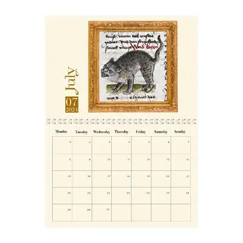 Cat temos kalendorius 12 mėnesio linksmų kačių temų planavimo priemonės kalendorius Didelė tuščia erdvė kūrybiniams ir dekoratyviniams tikslams Kalėdos