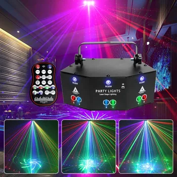 LED diskotekos lazerinė šviesa DMX 9 akys RGB scenos apšvietimo efektas DJ klubo baro dekoravimo vakarėlio šviesų projektoriaus lempa Helovinas