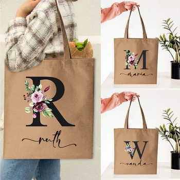 Custom Name Women Canvas Shopping Bag Cute Fashion Shoulder Bag Japan Style Tote Bags Storage Reuable Bag Teacher Life Gift