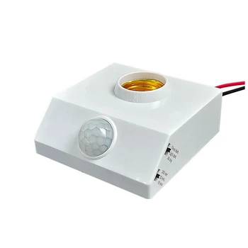 E27 LED lemputės šviesos laikiklis PIR Žmogaus kūno infraraudonųjų spindulių jutiklio lempos laikiklis 220V su reguliuojamu jungikliu Judesio detektorius Lempos pagrindas Patvarus